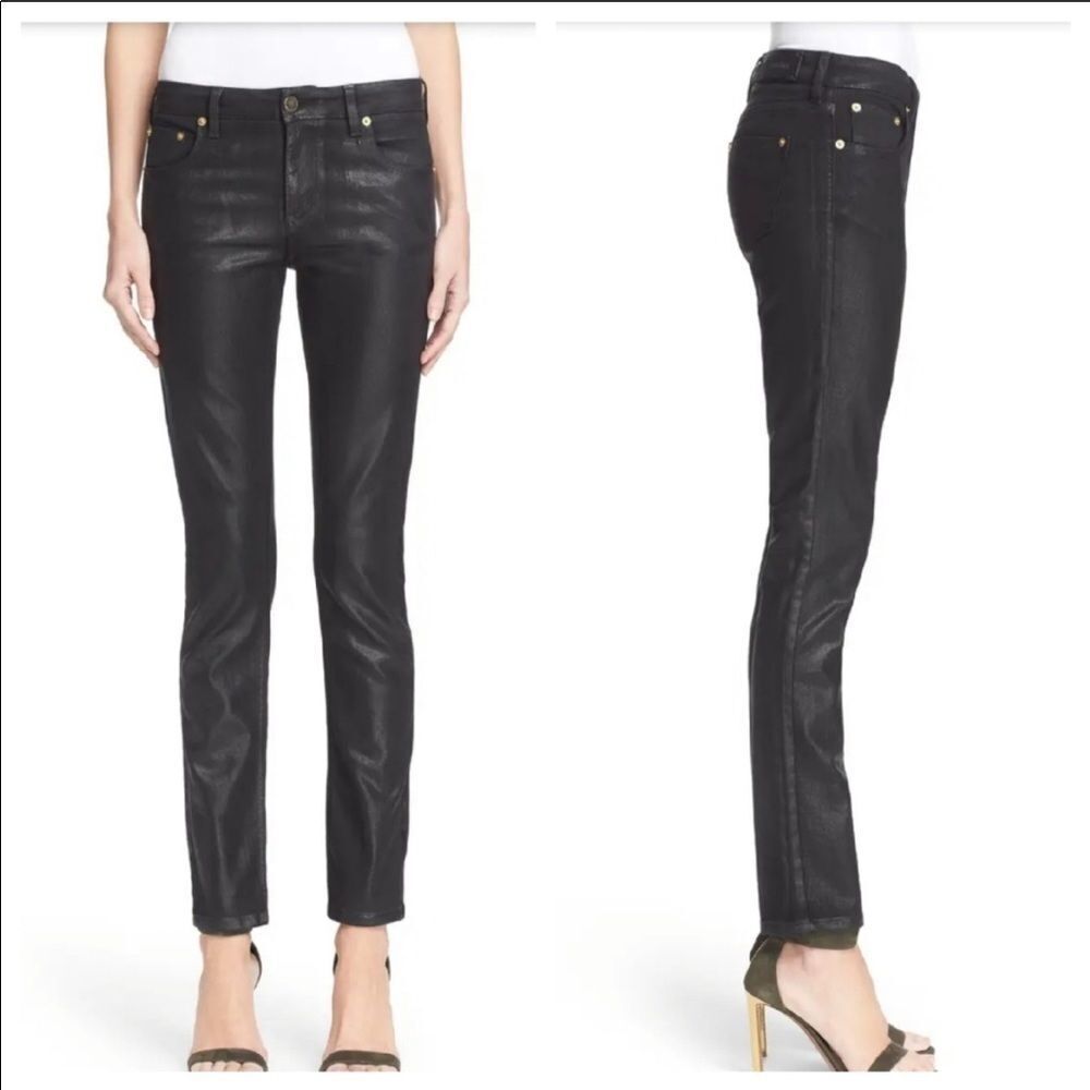 Roberto Cavalli Black Coated Skinny Jeans 5 pocket
